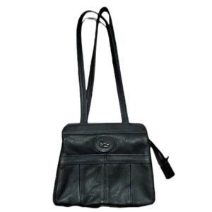 Gold Duck womens purse vintage black leather shoulder bag